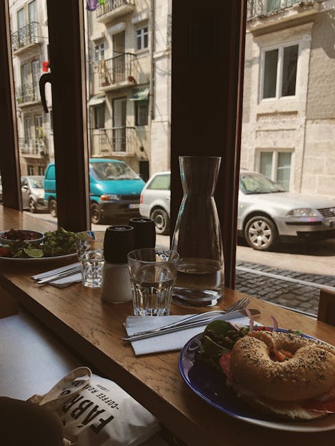 Café interior Lisbon street view