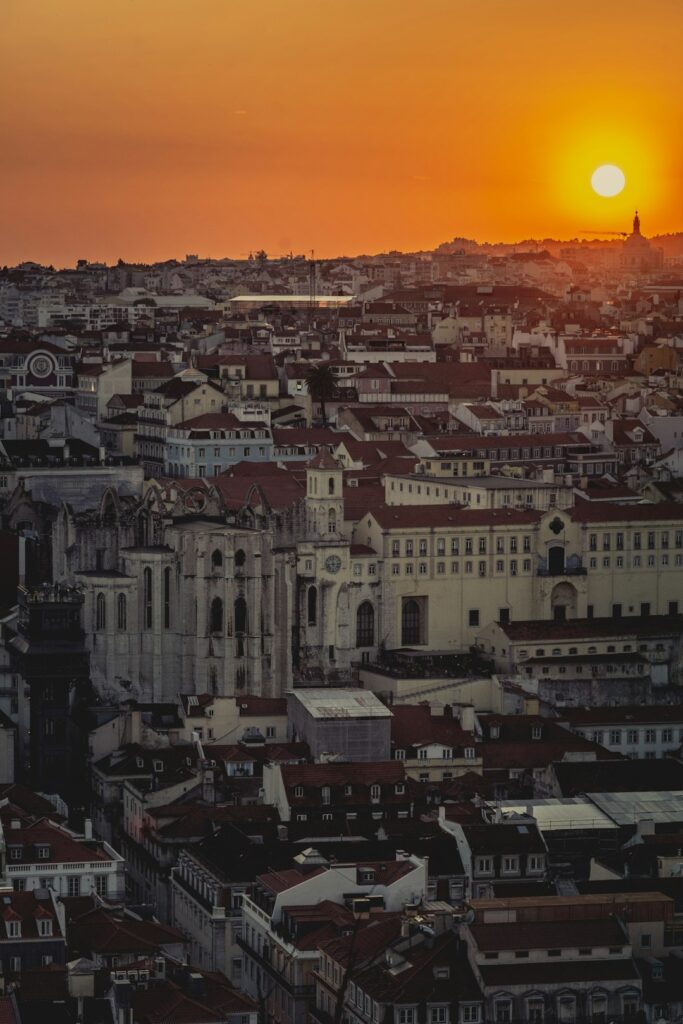 Miradouro Senhora do Monte sunset Lisbon