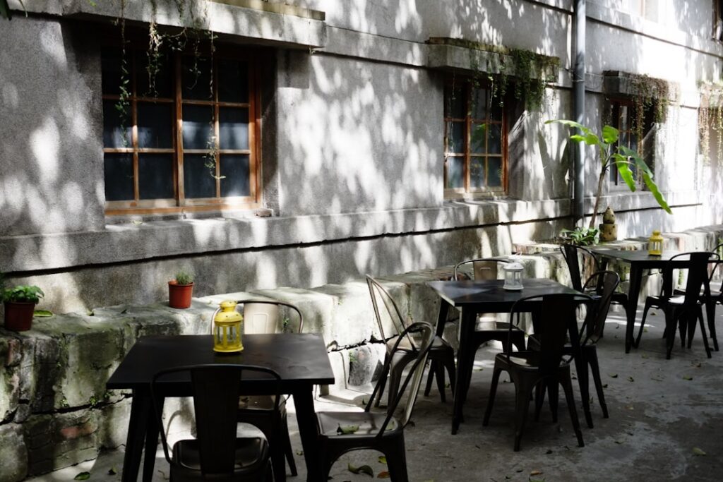 Lisbon street cafe terrace sunlight