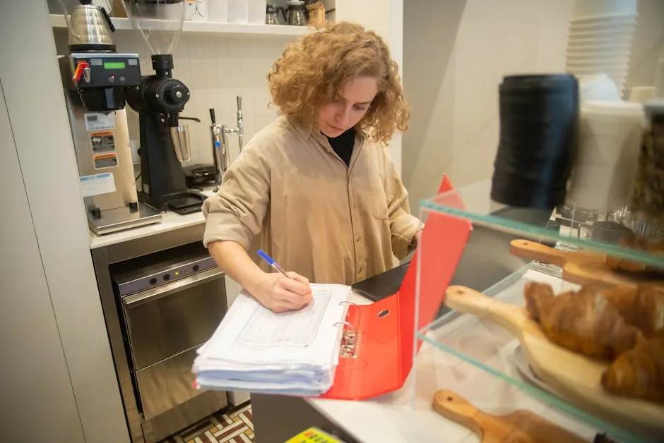 Barista vérifiant les commandes derrière le comptoir d'un café à Lisbonne